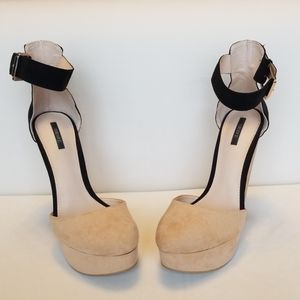 Forever 21 Cork Faux Suede Wedge Heels - Size 9
